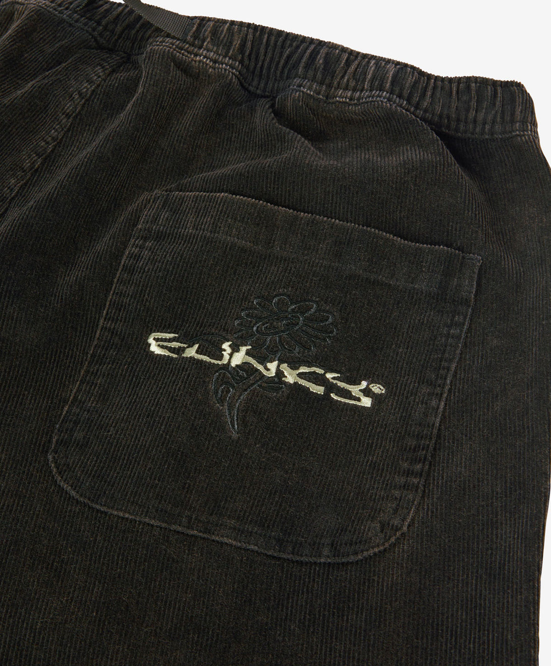 ROUND CORDUROY TROUSERS WASHED BLACK