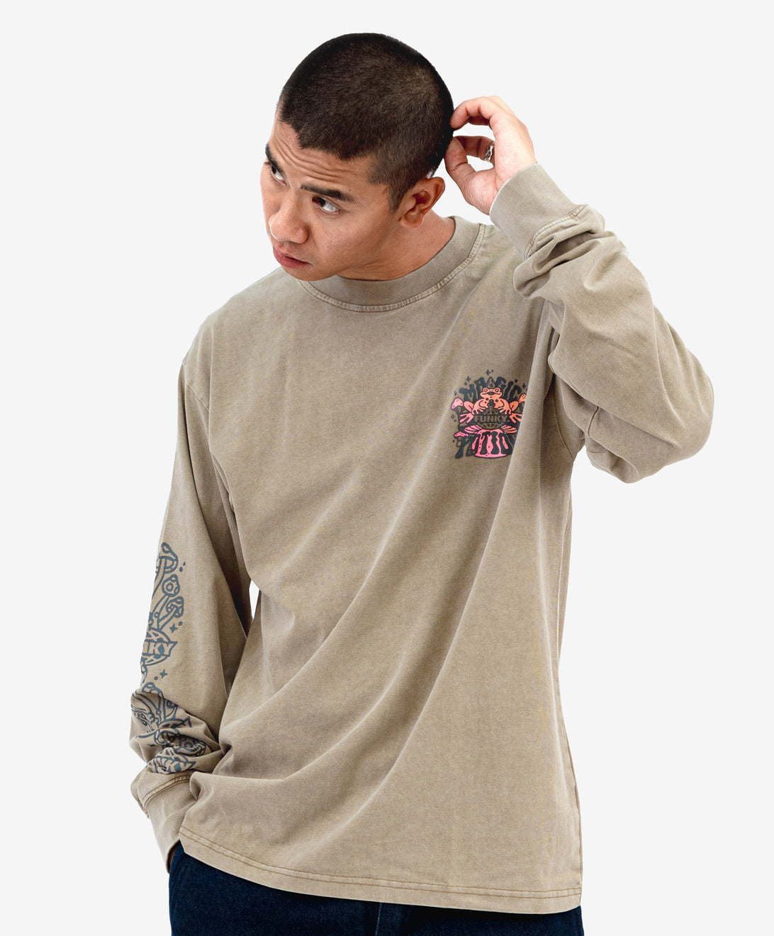 FROG LONG SLEEVE TEE WASHED SAND