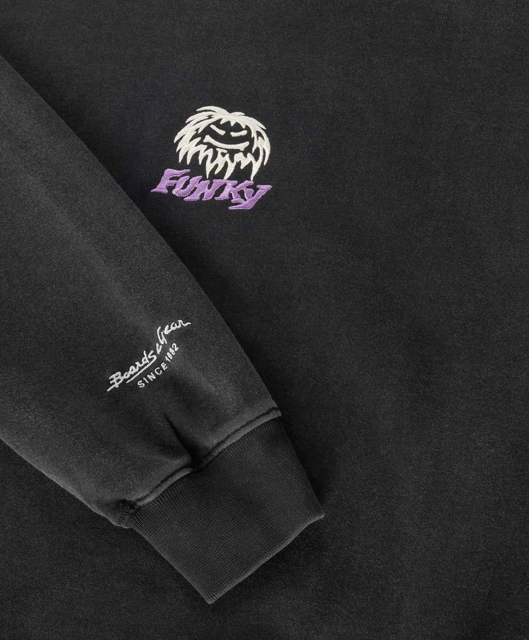 GROG EMBROIDERY CREWNECK WASHED BLACK