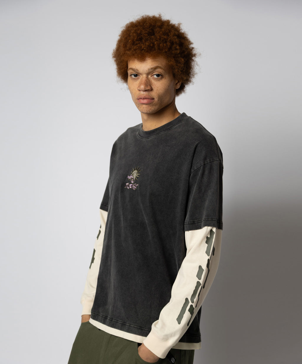 PUNKY LONG SLEEVE TEE WASHED BLACK