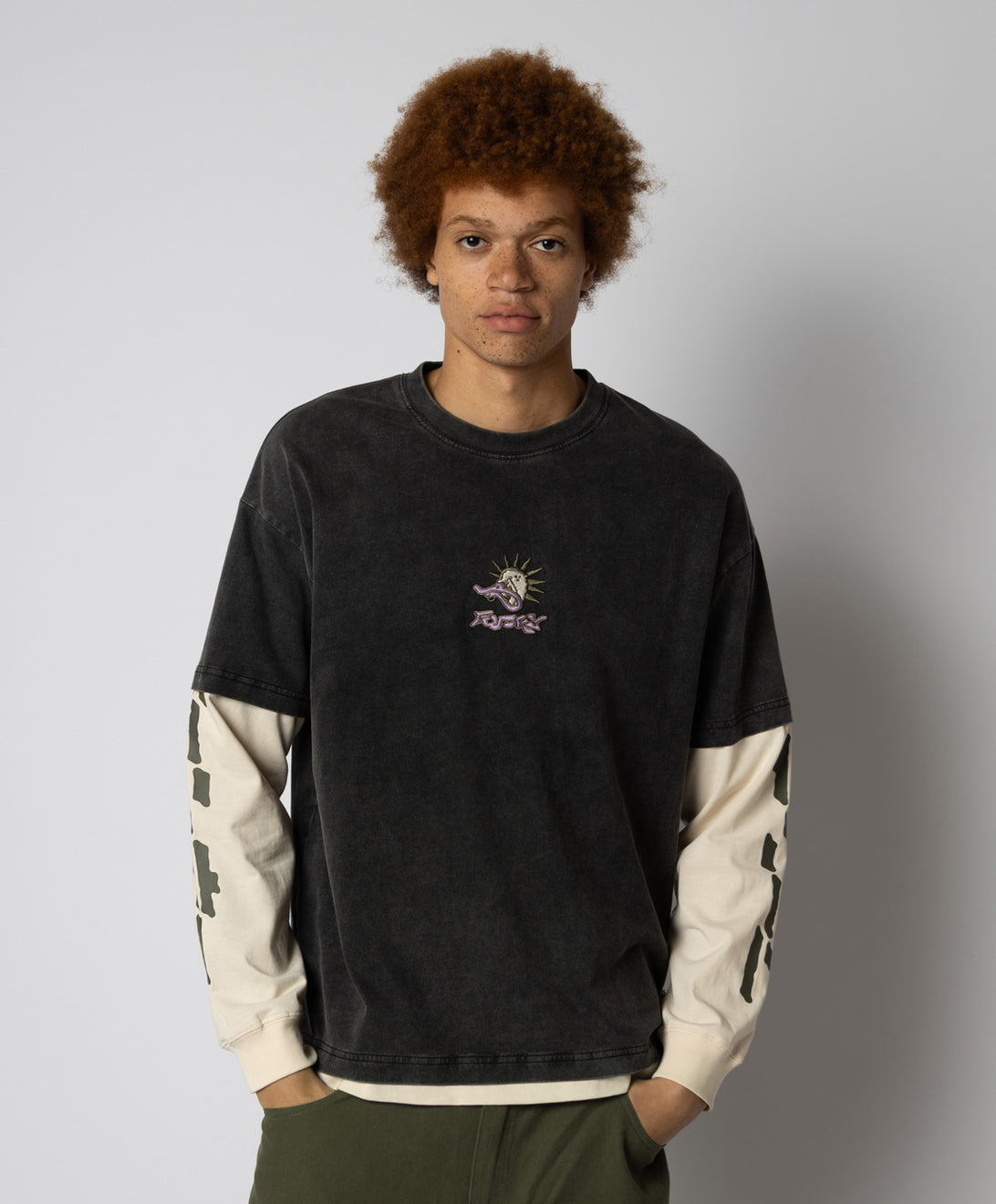 PUNKY LONG SLEEVE TEE WASHED BLACK