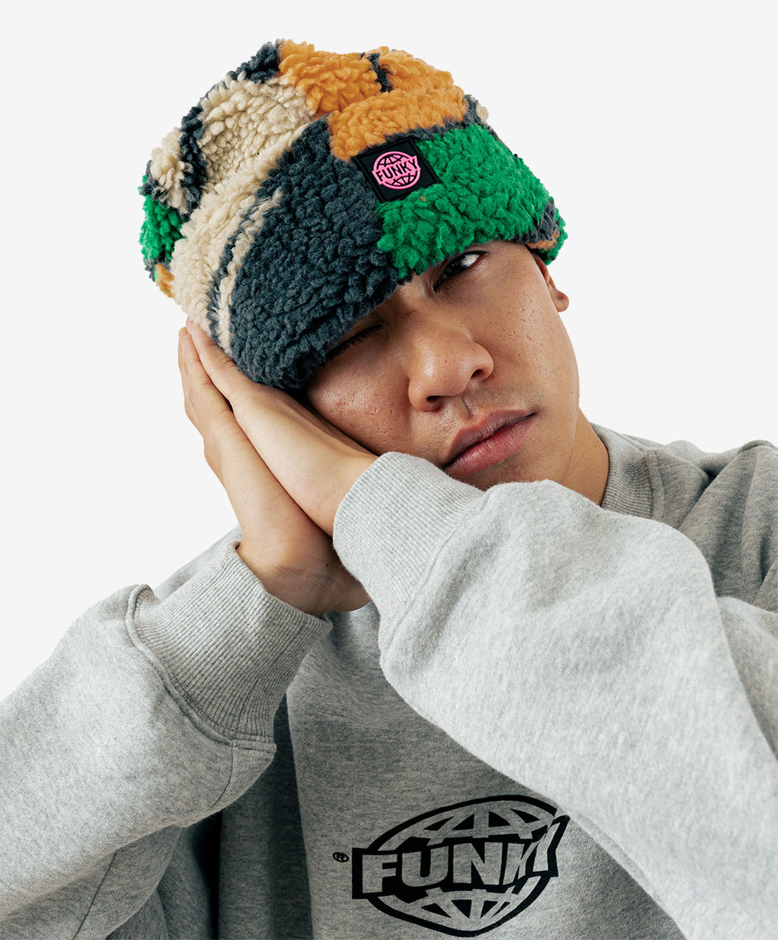 FAT SHERPA BEANIE GREEN MULTI