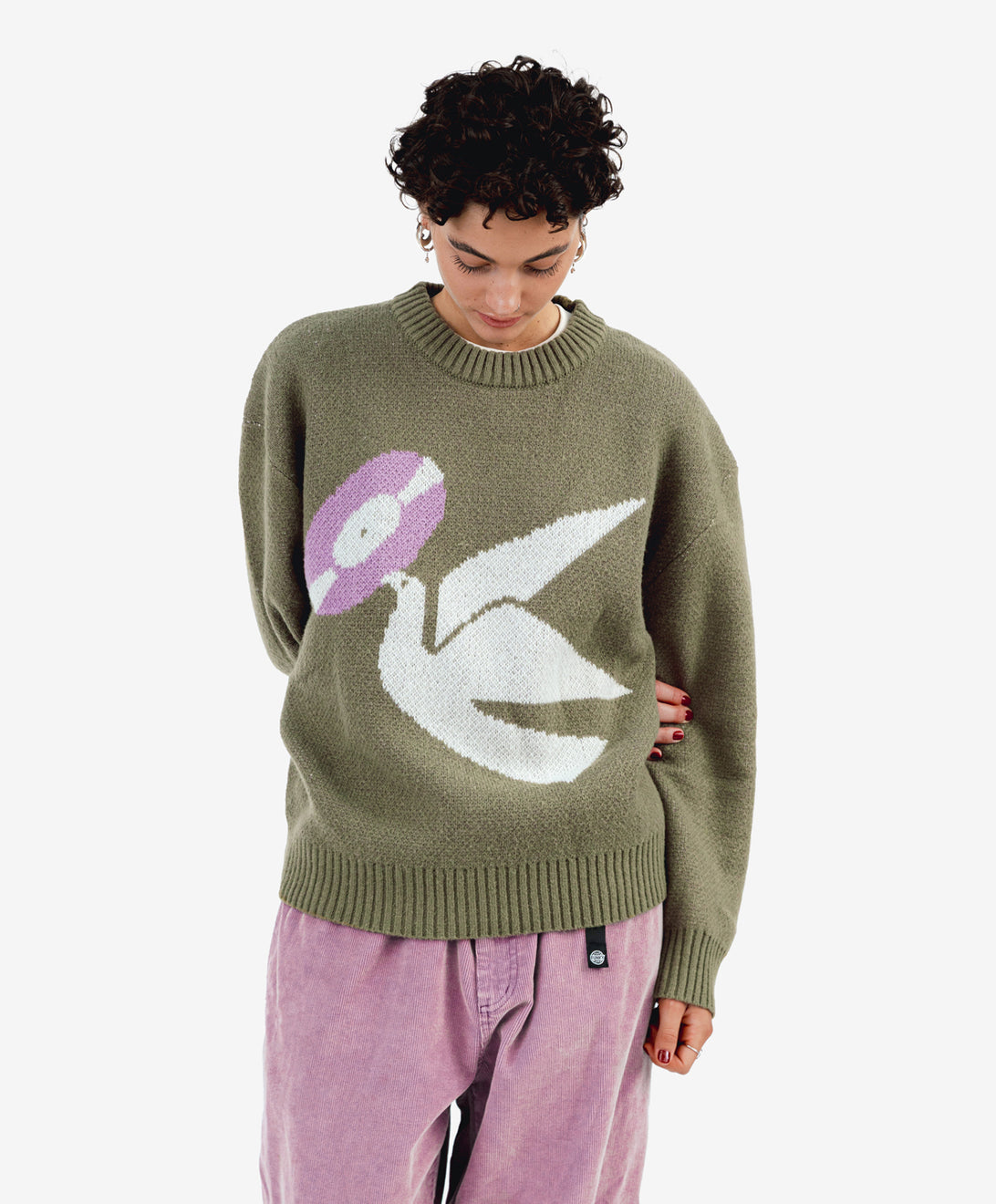 BOMBER JAQUARD SWEATER  AVOCADO