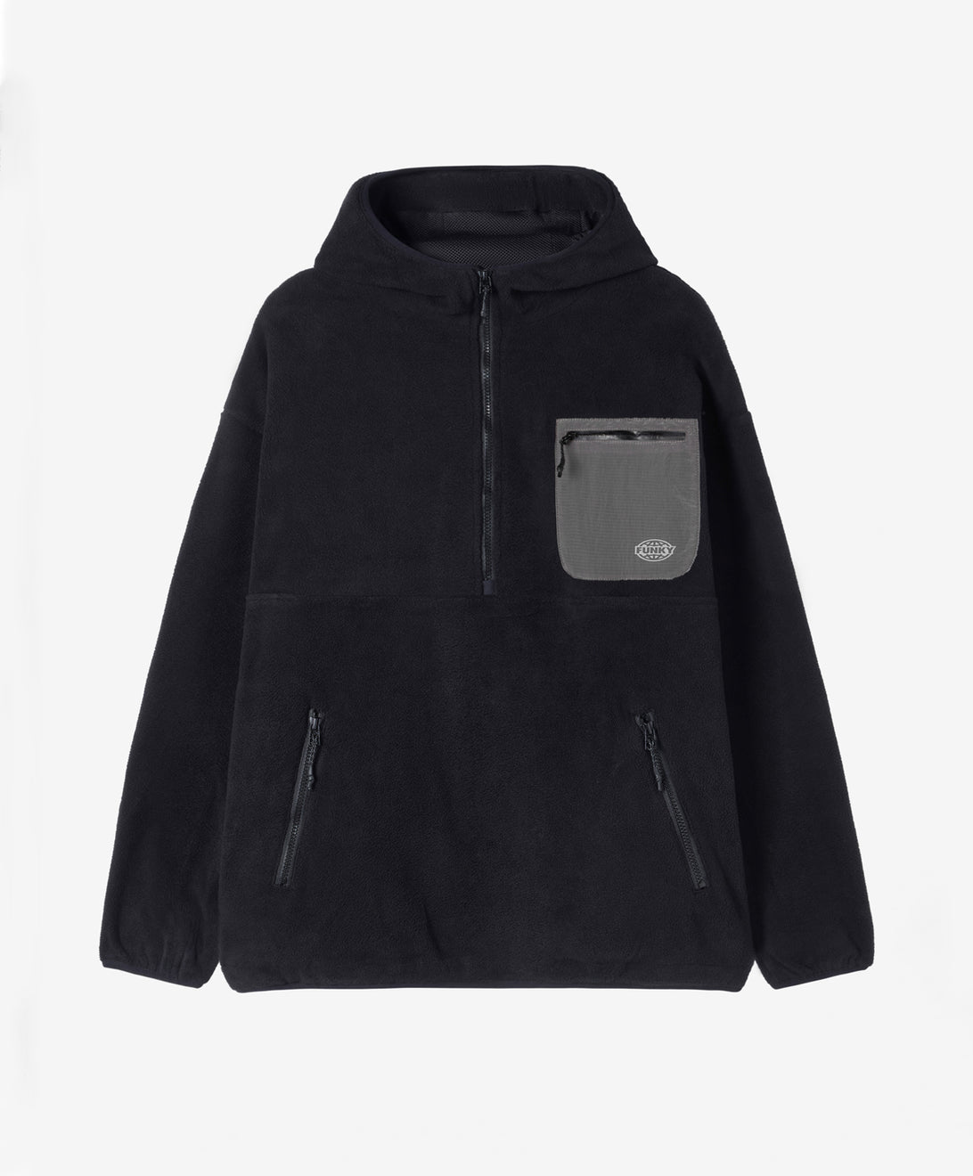 TECH HOODED HALF ZIP FLEECE BLACK