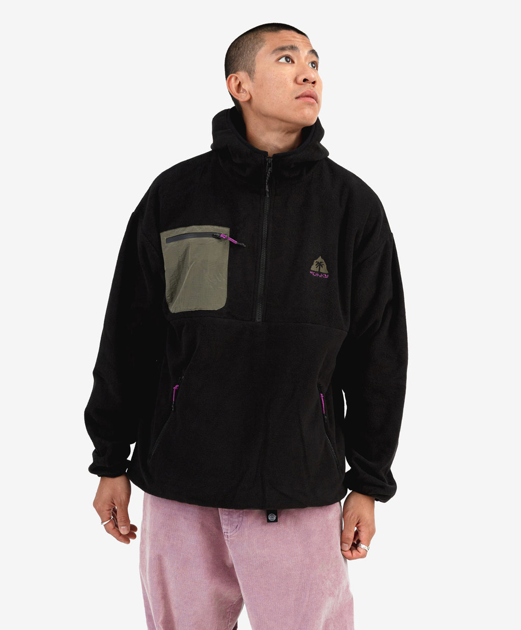 PALM HOODED FLEECE BLACK