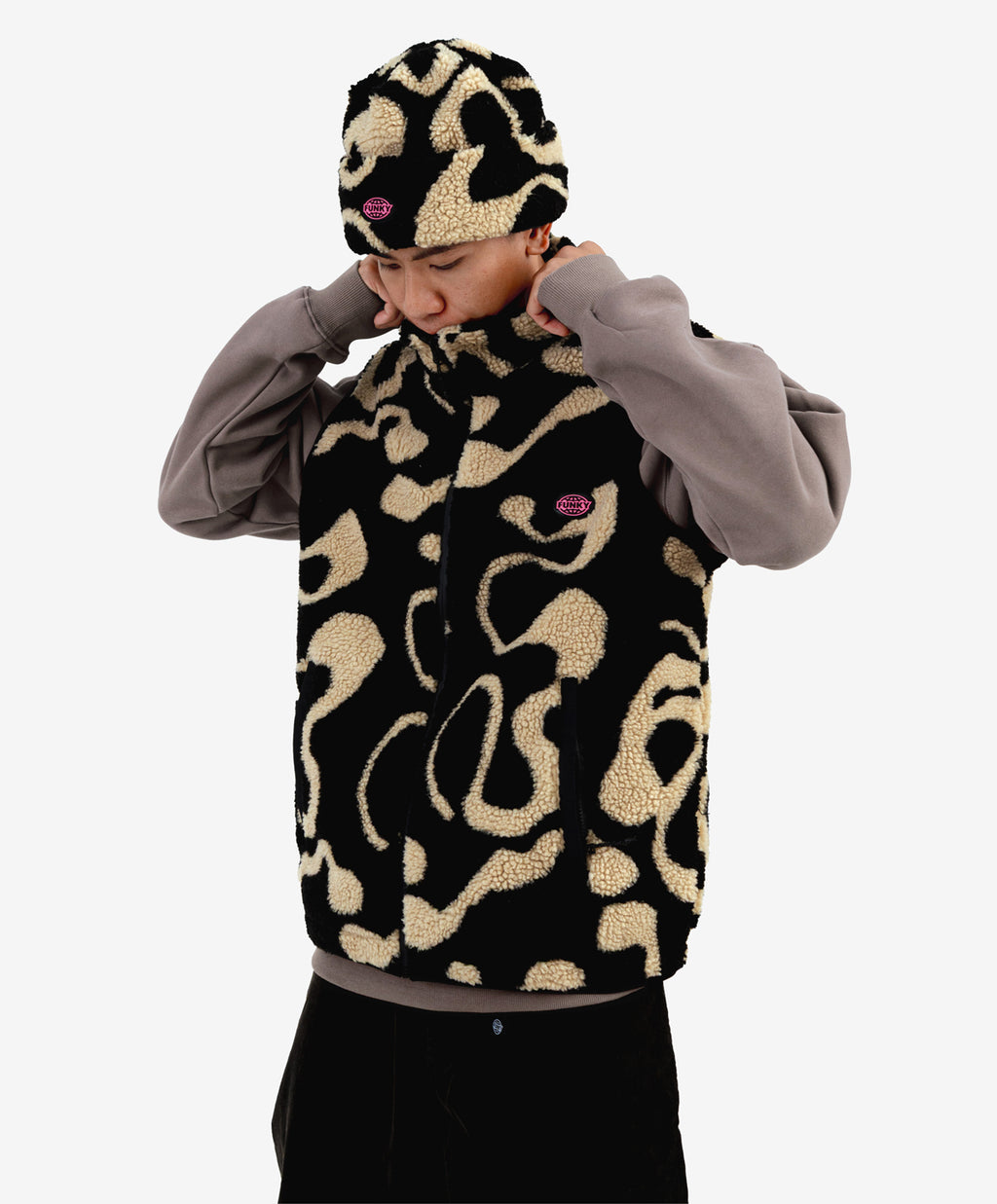 GROG SHERPA VEST BLACK / NATURAL RAW