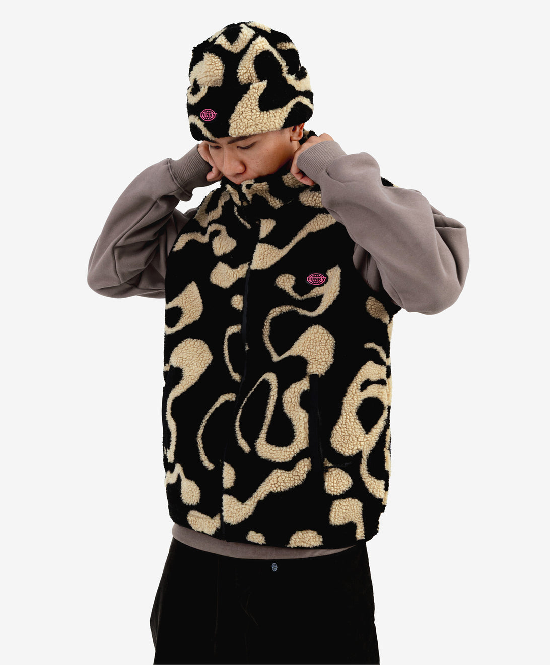 GROG SHERPA VEST BLACK / NATURAL RAW