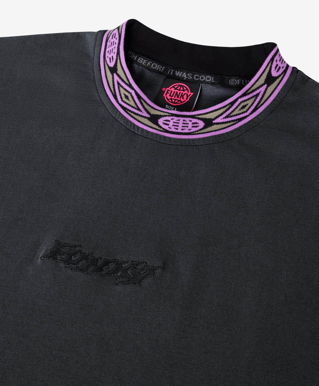 WOVEN LONG SLEEVE TEE WASHED BLACK