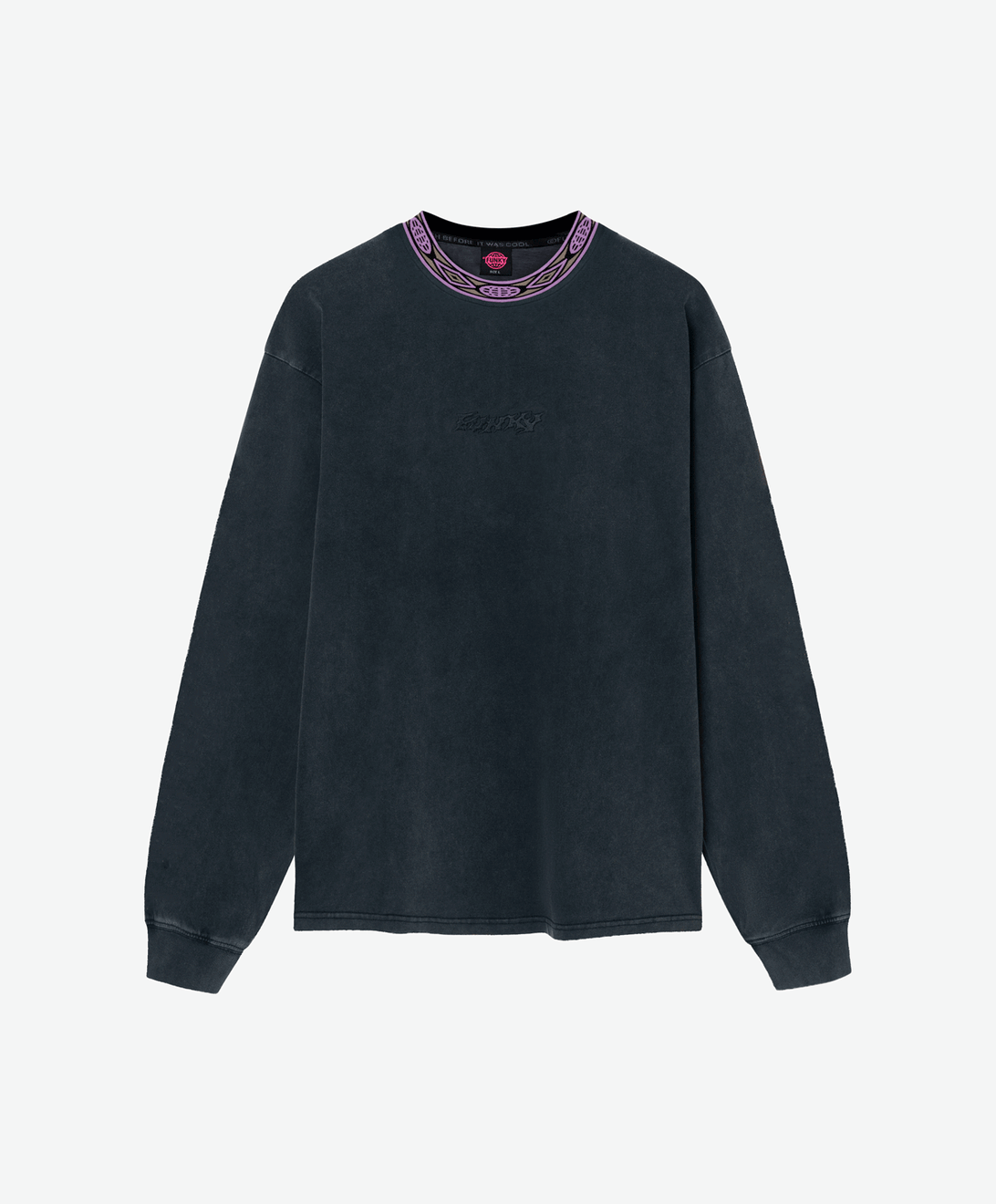 WOVEN LONG SLEEVE TEE WASHED BLACK